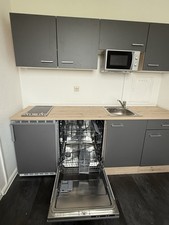 Flex-Well Exclusiv Büroküche Morena 210 cm Basaltgrau matt-San Remo Eiche hell