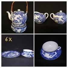 Japanisches Teeservice dünnes Porzellan   Blau Weiß   Kirschblüten