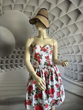 Kleid Petticoat Rosen BANDEAU Rock’n’Roll Fasching Karneval Rosen Gummizug 34