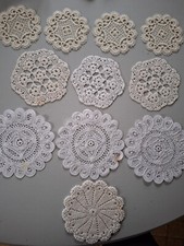 11 Spitze Zwischendecke Platzteller Deckchen Handarbeit Vintage Häkeln  Bändchen