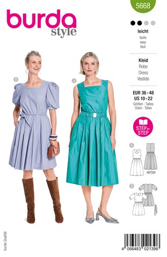 Schnittmuster kleid burda 5668 - schnittmuster,
