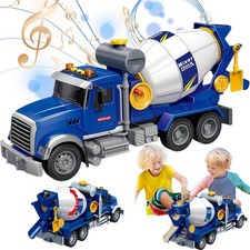 Spielzeug Betonmischer mit Licht & Sound Baufahrzeug mit Handkurbel für Kinder