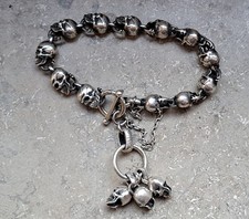 Authentic Gaboratory Sterling Silver Skull Link Bracelet ~84 g ~925