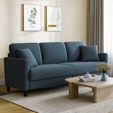 Sofa Gästesofa Modern Couch 3er Sitzsofa Bequeme Teddy Fleece Stoff Sofa Blau