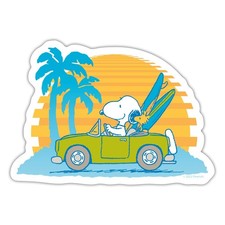Peanuts Snoopy Cabrio Urlaub Ab Zum Strand Aufkleber Sticker, max. 10 x 10 cm