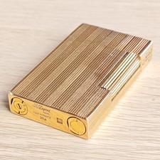 S.T. DUPONT Ligne 2 Feuerzeug | Vergoldet | Eckig Linie Design | "Cling" Vintage