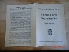 alte Velhagen & Klasings Karte Landkarte Finnland und Skandinavien  ca  1940