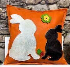 Echt-Leder Kissen orange gelb