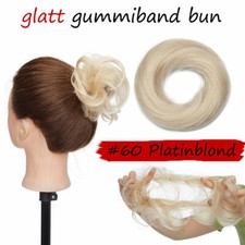 100% Remy Echthaar Dutt Haargummi Extensions Haarteil Messy Bun Haarknoten Glatt