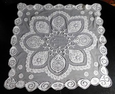 ANTIKE TÜLLDECKE 90X85cm MIT