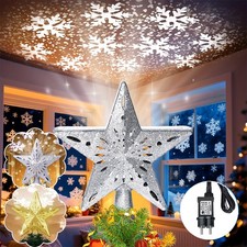 Christbaumspitze Stern mit Projektor LED Weihnachtsbaumspitze Weihnachtsdeko DE