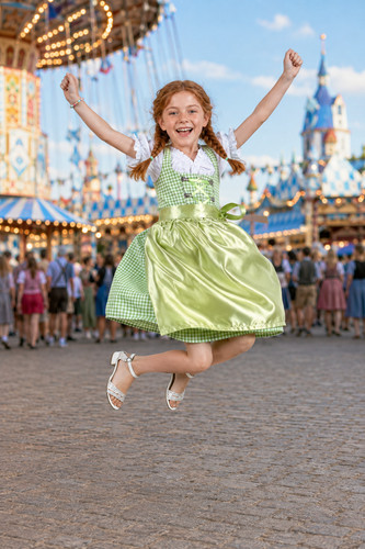 Girls green gingham - green, dirndl