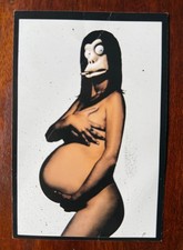 Banksy kaum legal Werbe-Ausstellungsflyer Gefahr Affe schwanger LA 2006