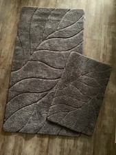 Floordirekt Badematten Set - 2 teilig - dunkelgrau - Blattmotiv - Top
