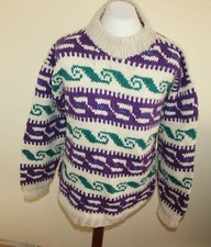 NORWEGER STIL HERREN NEPAL ECUADOR HANDARBEIT STRICK WOLLE Pullover ca Gr L