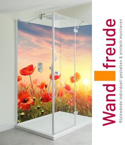 Duschrückwand alu mohnblumen - alu,