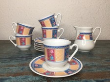 5 Stück Vintage Kaffee Tassen + Milchkännchen Fena Porzellan Mokka Espresso