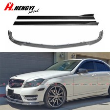 Für Mercedes Benz C W204 Seitenschweller 2M + Frontspoiler Lippe Carbon Optik