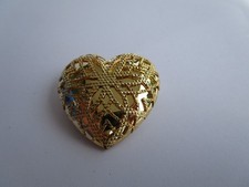 GROSSE KLICK BROSCHE CLIP GOLD FARBEN HERZ  4,5 x 4 CM