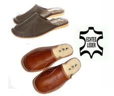 Herren Echtleder  HausSchuhe  mit Lammwolle Pantoffeln Latschen Schlappen  