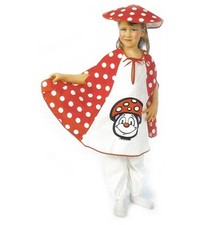 Fliegenpilz 2-tlg 140 152 Überwurf mit Haube Kostüm Fliegenpilzkostüm 1211358G13