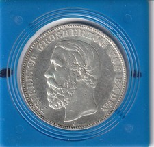 Baden 5 Mark Friedrich I., 1876, 900 Silber, 27,77 g, ss, ohne Querstrich bei A