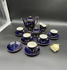 Mokkaservice Moccaservice Kobaltblau feinste Handarbeit gestempelt Porze. #KA130