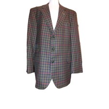 Tweed Sakko von DAKS London Great Britain Gr. ca. 52 Grün kariert 100%Wolle Top 
