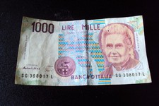 alter GELDSCHEIN 1000 LIRE MILLE 1990 BANKNOTE ITALIEN DG 100392 N ITALY