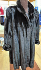 Natur schwarzer Dark Nerz Swinger Saum 266 cm ECHT NERZ GR. 46 - 52  Pelzmantel