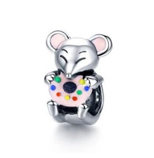 Charm Perle Maus Donut Niedlich 925 Silber Bead - Anhänger für Pandora Armband
