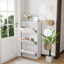 Home Schuhschrank schmal mit 3 KlappenPlatzsparender Schuhkipper