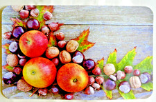 3 Stück Braune Tischsets in Holzoptik mit Äpfeln + Nüssen PVC ca. 42 x 26 cm