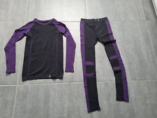 Double Speed Skiunterwäsche Sportunterwäsche 2 teilig lang S schwarz lila weich