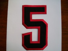 Nr. 5 schwarz rot, Bügelbild Stoff Zahl 24,8cm, zum Aufbügeln Tricot   Aufnäher 