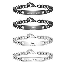 Armband mit Gravur ,Paar Partnerarmband Männer Frauen Edelstahl Name Armbänder