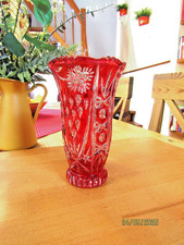 "Vase Bleikristallglas rubinrot Überfang Glas Römer Dresden Kristall"