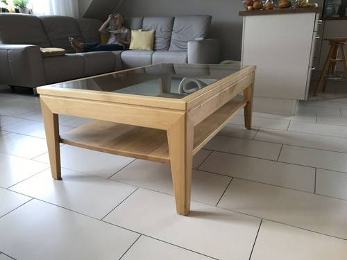 Coachtisch erle mit glasplatte - coachtisch,