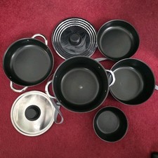 Alu Topf Set mit Antihaftbeschichtung stapelbar 9 teilig blau