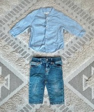 Baby Jungen Outfit Ralph Lauren Jeans, Zara Hemd 74