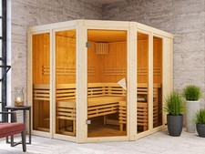 Sauna Innensauna Saunakabine Heimsauna Ecksauna Elementsauna Fichte Ganzglastür