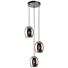 MeLiTec Pendellampe Leuchte Glas DP29 3 flammig Rauchglas TOP TREND B-Ware