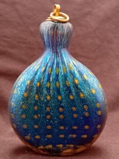 Schnupftabakflasche blau violett irisierend Punkte Geschleudert Fadenglas Bixl