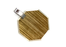 Anhänger 835 Silber Gravurplatte Vergoldet Achteck matt Oktagon