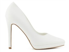 Weiße Plateau-Stilettos aus Ökoleder