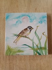 Terracotta Fliese Kachel Alt Handbemalt Signiert `Stefei `  Februar 1965