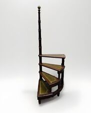 Antike Königliche Leder Bibliothekstreppe oder Stufe Trittleiter aus dem 19. Jh.