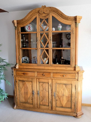 Vitrine eiche nussbaum massiv - vitrine,