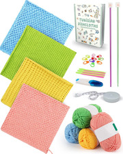 Tunesische Häkelset für Anfänger, Häkel Lumpen Set mit Häkelnadeln Tunesisch 4,5