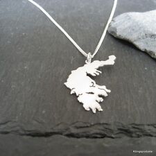 GRIECHENLAND Landkarte Anhänger mit Panzerkette, 925er Silber, Hellas, Ελλάς
